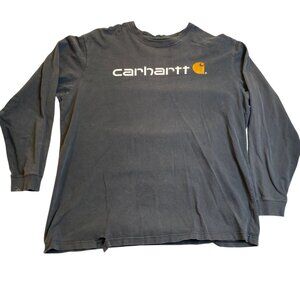 Carhartt Mens Shirt 2XL Tall Long Sleeve Black Logo Cotton Casual with Flaws